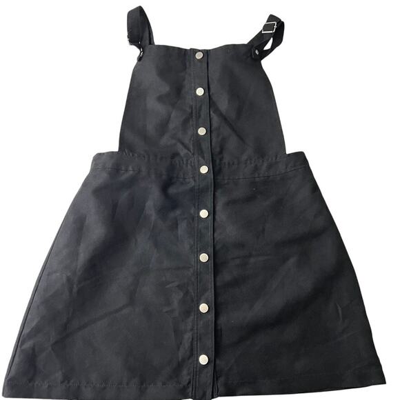 H&M Divided Overall Jumper Dress Imitation Suede Black Size 10 NEW - Picture 1 of 8